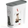 CURVER Verseuse à Croquettes Pour Chat - 2,5kg / 6L - Rangement Hermétique Anti-Odeurs Pour Nourriture Pour Chats Et Petits Animaux - Verseuse 28 X 12 X 28 Cm - Blanc - Gris
