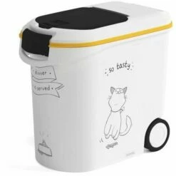 CURVER Conteneur De Nourriture Le Diner Est Servi - 12 Kg - 35 L - Blanc Et Noir - Pour Chat