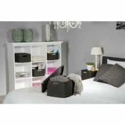 CURVER Lot De 3 Boîtes Avec Couvercle - 3 Caisses (6L+18L+30L) Avec Un Design Rotin Tressé Pour Salle De Bain, Chambre, Bureau - Poignées Ergonomiques - Gris Foncé - Gris -Promos Curver Magasin 19353738 5