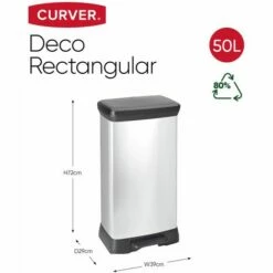 Poubelle à Pédale Deco 50 L Argenté Curver - N/A -Promos Curver Magasin 54476393 3