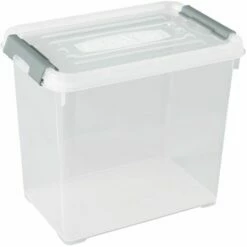 CURVER Boîte De Rangement Handy Plus 9L - Boîte De Rangement Multifonction - Pour Chambre, Bureau, Garage, Cabanon, Buanderie - Fermeture Rapide à Poignées - 29,4 X 19,4 X 25,4 Cm - Transparent