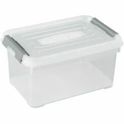 CURVER Boîte De Rangement Handy Plus 6L - Boîte De Rangement Multifonction - Pour Chambre, Bureau, Garage, Cabanon, Buanderie - Fermeture Rapide à Poignées - 29,4 X 19,4 X 15 Cm - Transparent