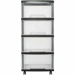 Système À Tiroirs + Roulettes Curver Essentials 4x20L Noir/transparent -Promos Curver Magasin 70188573 3