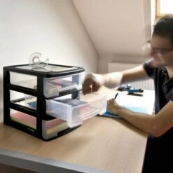 Cube à Tiroirs Pour Bureau Babel A4 3x5 L Noir Et Transparent Curver - Black And Transparent