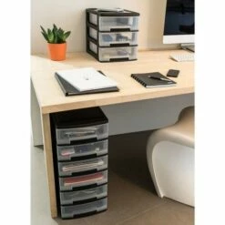 Cube à Tiroirs Pour Bureau Babel A4 3x5 L Noir Et Transparent Curver - Black And Transparent -Promos Curver Magasin 71595561 4