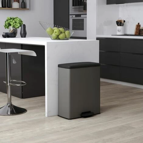 Poubelle à Pédale Deco Rectangulaire 65 L Gris Froid Curver - Grey 2 Poubelle à Pédale Deco Rectangulaire 65 L Gris Froid Curver - Grey – Image 2