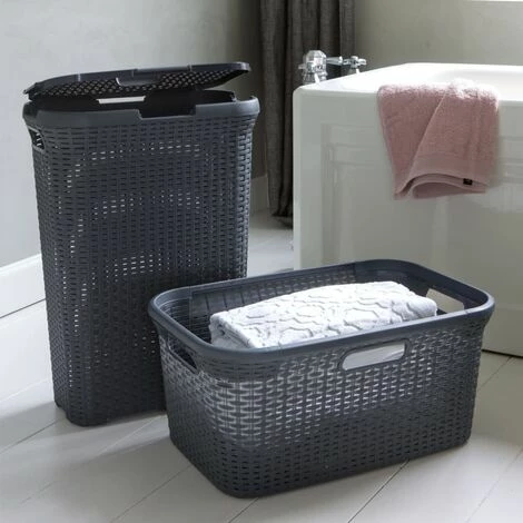Ensemble De Panier à Linge Avec Couvercle Style 40 L Anthracite Curver - N/A 2 Ensemble De Panier à Linge Avec Couvercle Style 40 L Anthracite Curver - N/A – Image 2