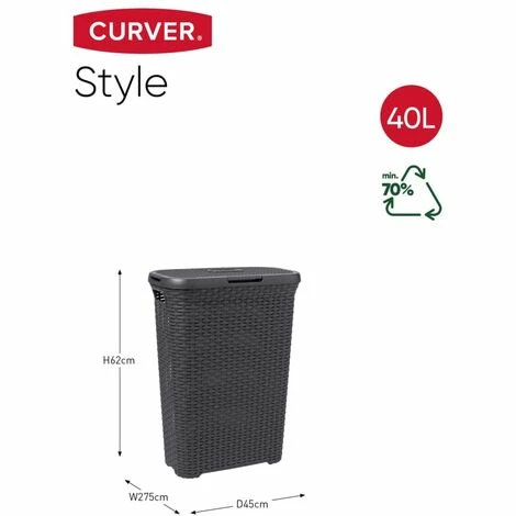 Ensemble De Panier à Linge Avec Couvercle Style 40 L Anthracite Curver - N/A 3 Ensemble De Panier à Linge Avec Couvercle Style 40 L Anthracite Curver - N/A – Image 3