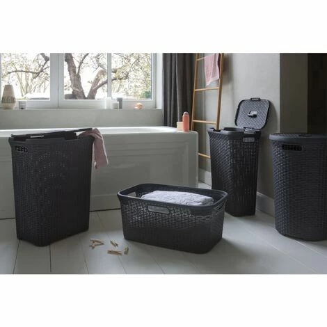 Ensemble De Panier à Linge Avec Couvercle Style 40 L Anthracite Curver - N/A 5 Ensemble De Panier à Linge Avec Couvercle Style 40 L Anthracite Curver - N/A – Image 5