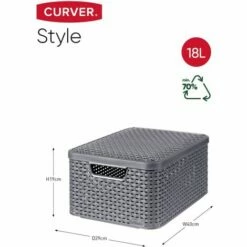 Boîte De Rangement Avec Couvercle Style M 18L Argenté Métallisé Curver - Metallic Silver -Promos Curver Magasin 71624017 5