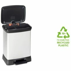 Poubelle Duo à Pédale Deco 10L+18L Argenté Curver - N/A