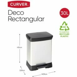 Poubelle à Pédale Deco Rectangulaire 30 L Argenté Curver - N/A -Promos Curver Magasin 73746009 3
