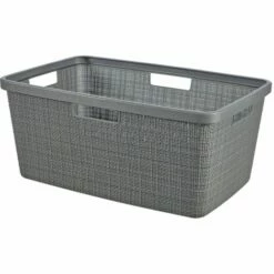 IPERBRIKO Panier à Linge Effet Jute Gris 46Lt